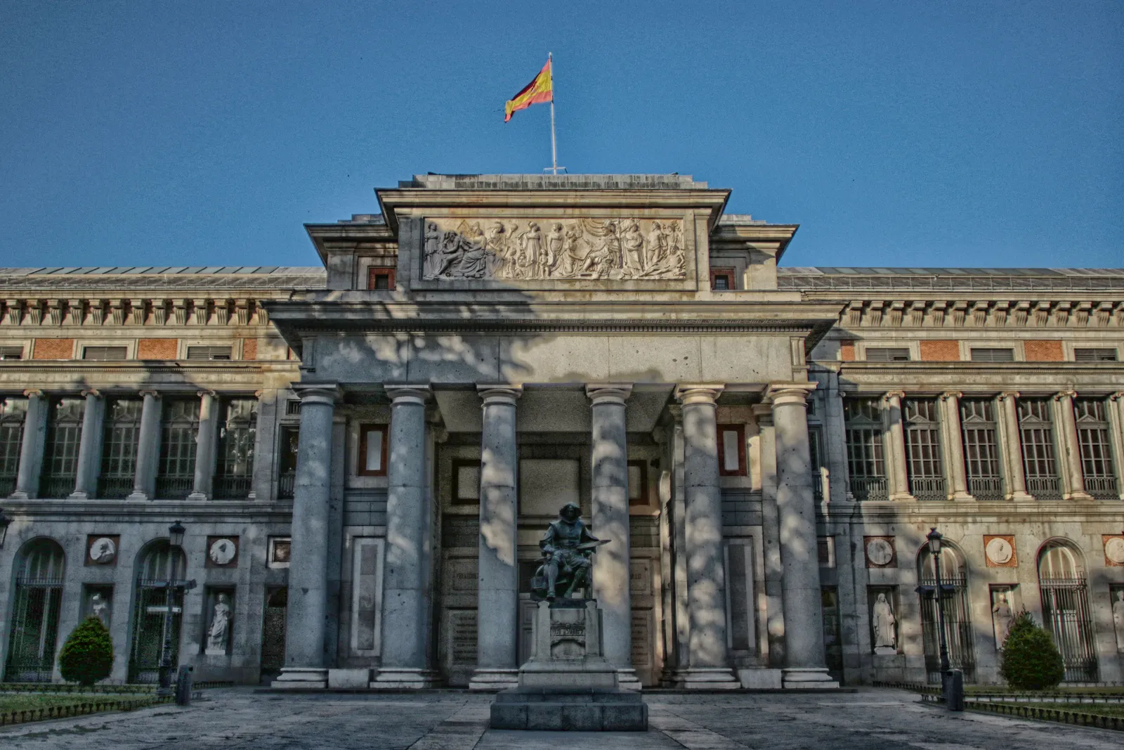 The Velazquez statue at the entrance to the Prado Museum in Madrid, Spain