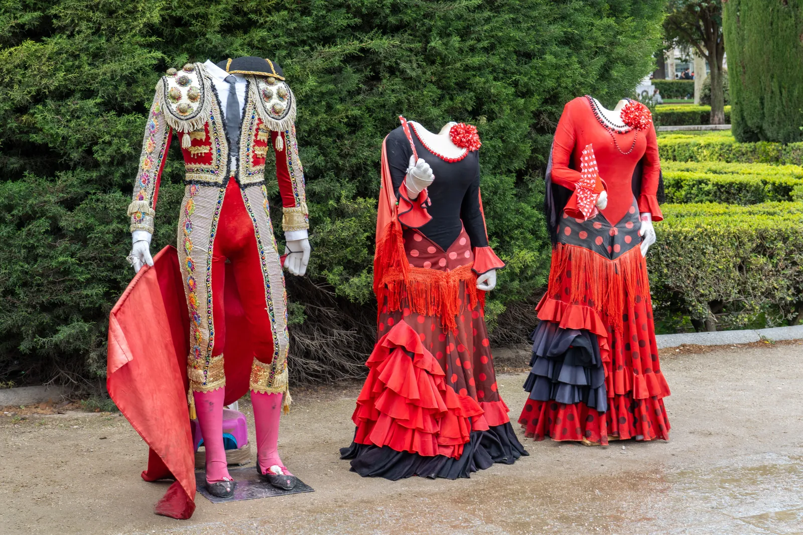 Colourful traditional Spanish costumes on display in Madrid, Spain